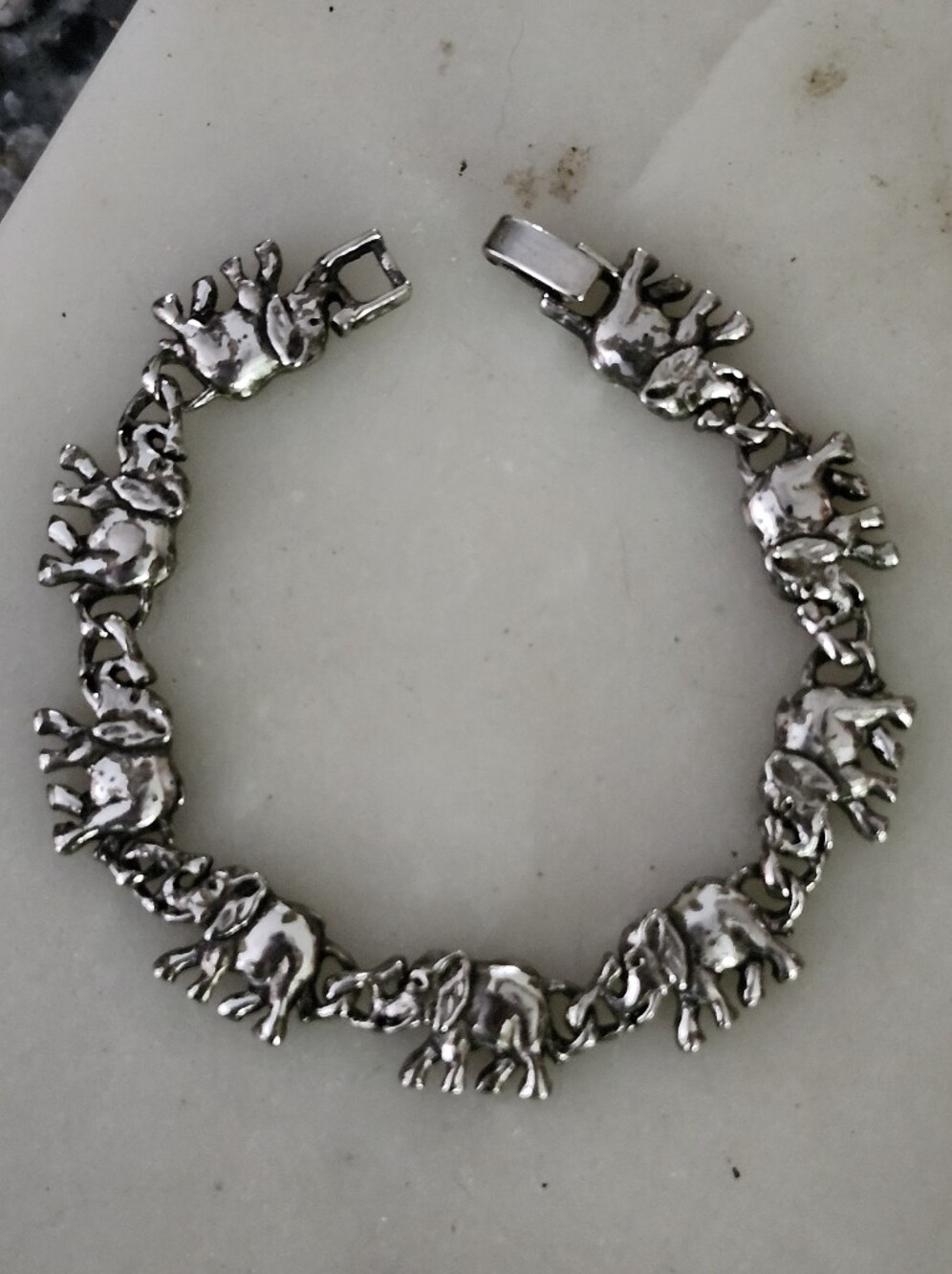 Silver Tone Elephant Link Bracelet